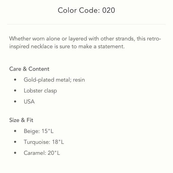 Anthropologie Necklace Joan Resin Link Necklace Caramel - Picture 3 of 4